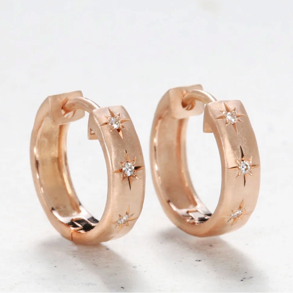 Sirciam Rose Gold Star Hoop Earrings